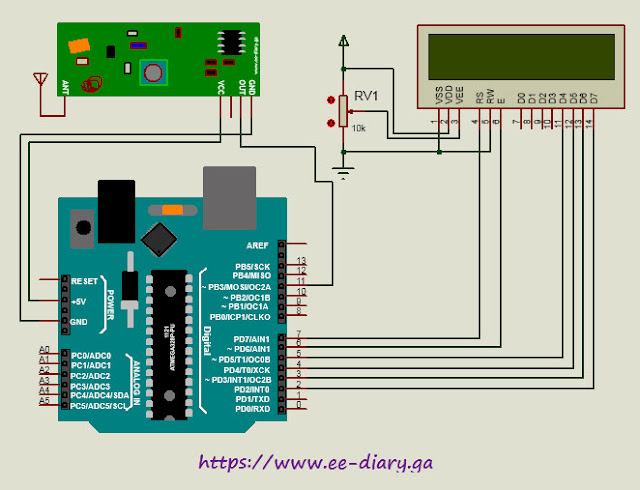 receiver circuit diagram DHT11 Arduino 433MHz Interfacing
