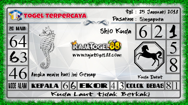 PREDIKSI TOGEL SINGAPURA KAMIS 25 JANUARI 2018