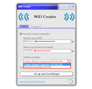 membuat jaringan wifi di wificreator