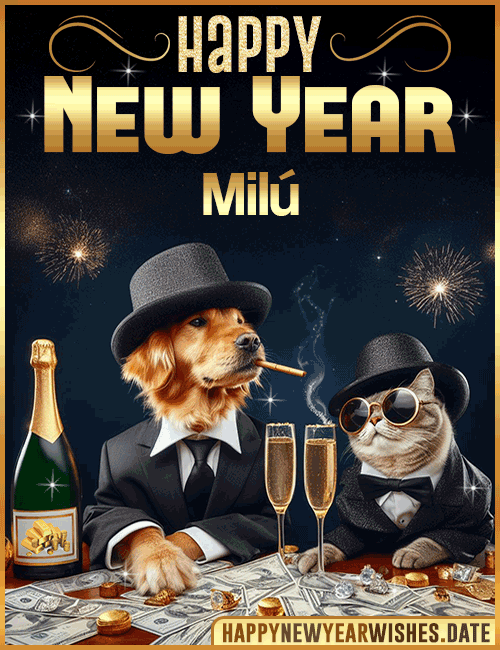 Happy New Year wishes gif Milu