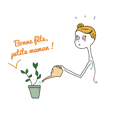 agathe, albane devouge, arroser ses plantes, fleurs, arrosoir, dessin, fête des mères, humour, illustrateur paris, illustration, illustratrice, 