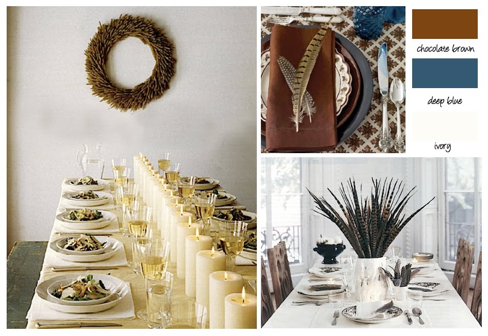 Festive patterned table cloths paired with deep blues add a bit more texture