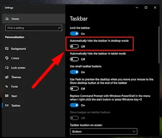 Menyembunyikan Taskbar Windows 10