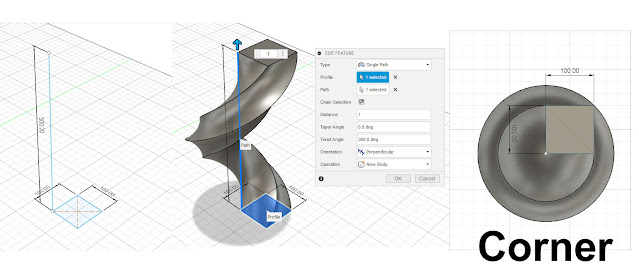 Fusion 360 Sweep command with twist aligning path and profile for different effects