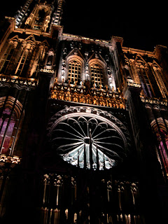 Strasbourg-la Cattedrale di notte
