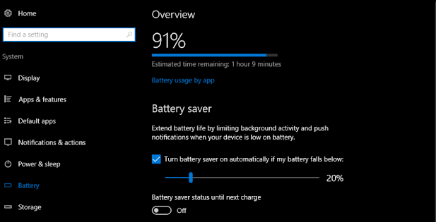 battery saver windows 10