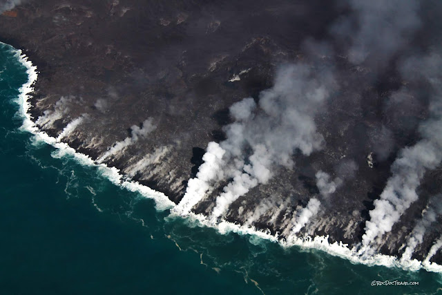 copyright RocDocTravel.com Kilauea Hawaii east rift zone eruption 2018 lava Leilani Estates helicopter boat volcano