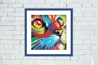 Rainbow cat cross stitch pattern - Tango Stitch