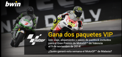 bwin gana dos packs vip GP Valencia Motogp 25 octubre