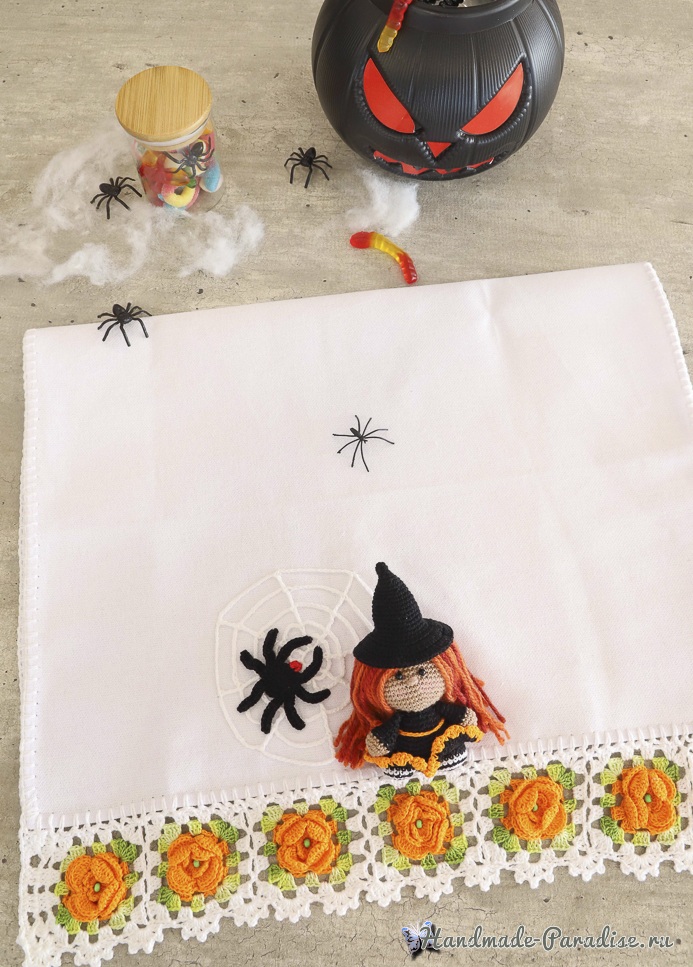 Схемы вязания для полотенца с ведьмочкой и пауком с паутиной (4)