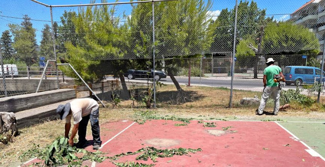 Παρεμβάσεις και εργασίες βελτίωσης στα γήπεδα μπάσκετ και τένις στη Νέδοντος