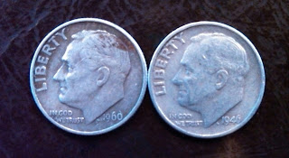 1946 1960 Silver Roosevelt Dimes found searching coin rolls coin roll hunting