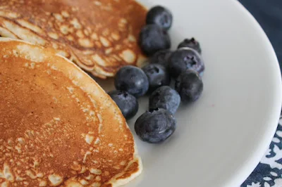 Blueberries, flour, milk, sugar and baking powder are simple ingredients