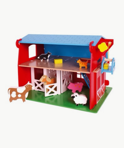 Wooden big red barn toy set