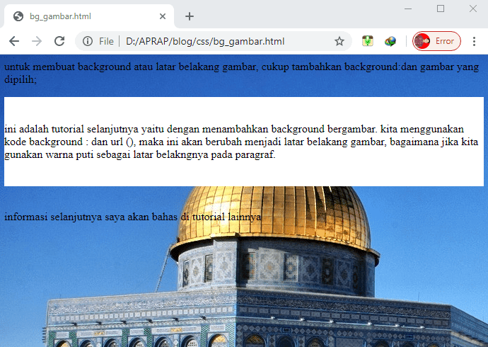 mengubah background atau latar belakang dengan mesjid al-aqso