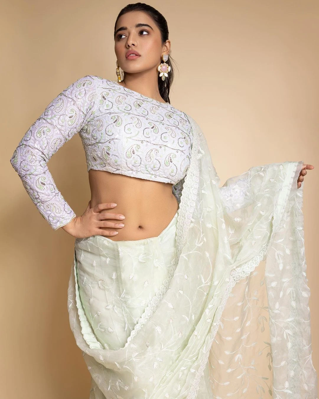 Ketika Sharma navel saree curvy actress