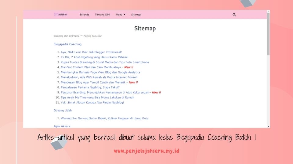 artikel-artikel tersimpan di sitemap