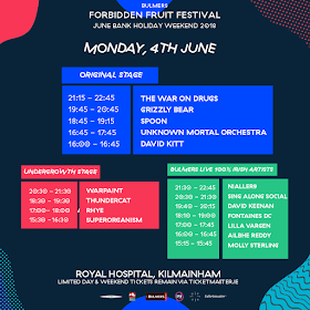 FORBIDDEN FRUIT 2018 Monday - Stage Times