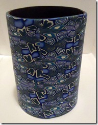 blue cane pencil cup