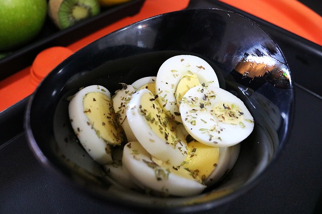 Sliced Hard Boiled Eggs with Herbs