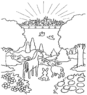 Coloring page of new Jerusalem(Earth) and New heaven new world of 
Jesus download Christian images and Second coming photos free