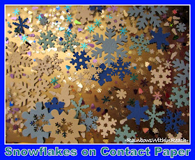 photo of: Snowflakes on Contact Paper via RainbowsWithinReach Snowflake RoundUP