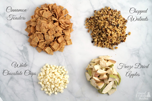 Whip up this fall inspired Easy Apple Pie Trail Mix in just minutes with only 4 simple ingredients.