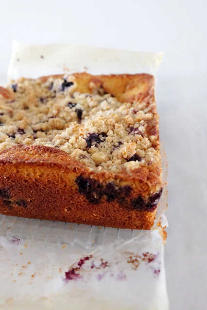 corner of baked coffee cake close up