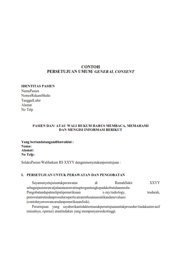 Contoh Form Dokumen Persetujuan General Consent 