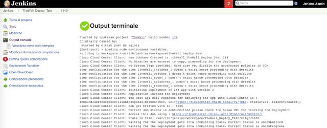 output from the Jenkins CI/CD pipeline