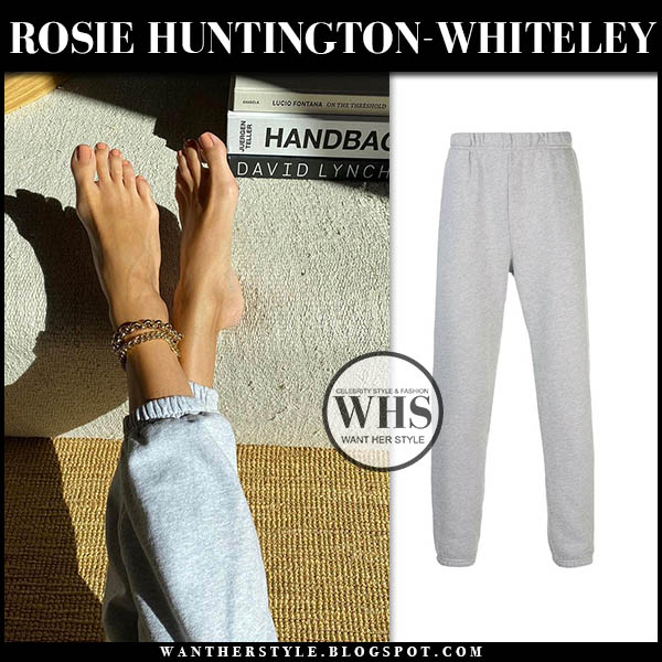 Rosie Huntington-Whiteley in grey sweatpants