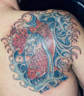 Asian Style Koi Fish Tattoo Design on back