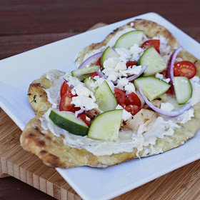 Grilled Chicken Flatbreads with Hummus and Feta | The Sweets Life