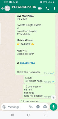 IPL Match Paid Report Screenshot