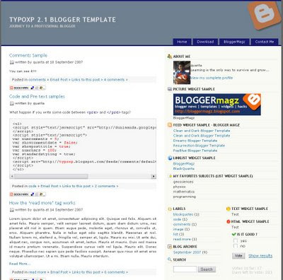 Typo XP 2.1 Blogger Template