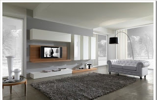 modern living room with grey carpet