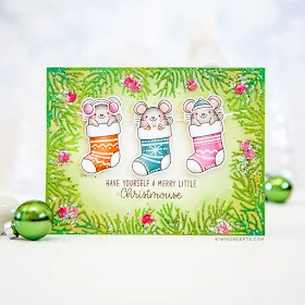 Sunny Studio Stamps: Merry Mice Christmas Garland Frame Die Christmas Cards by Keeway Tsao