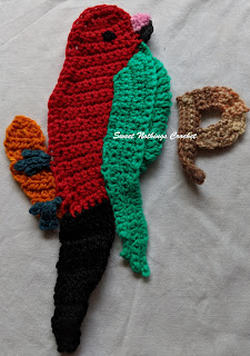 Sweet Nothings Crochet free pattern blog, P is for parrot crochet motif,