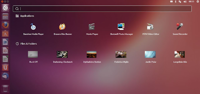 Ubuntu OS search Bar from home screen