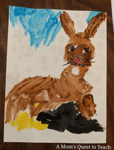 painting of a brown snowshoe hare