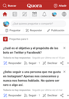 Página principal de Quora