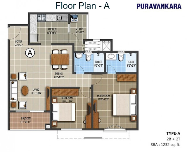 Puravankara palm beach floor plan - A