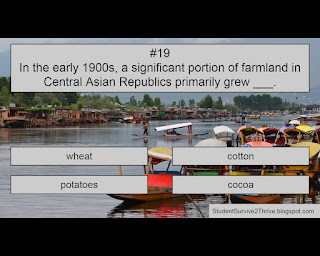 In the early 1900s, a significant portion of farmland in Central Asian Republics primarily grew ___. Answer choices include: wheat, cotton, potatoes, cocoa