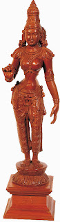 Parvati, princess of the mountains; South Indian wood carving.