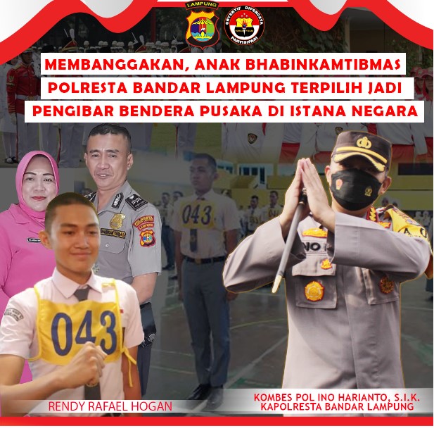 Membanggakan, Anak Bhabinkamtibmas Polresta Bandar Lampung Terpilih Jadi Pengibar Bendera Pusaka di Istana Negara