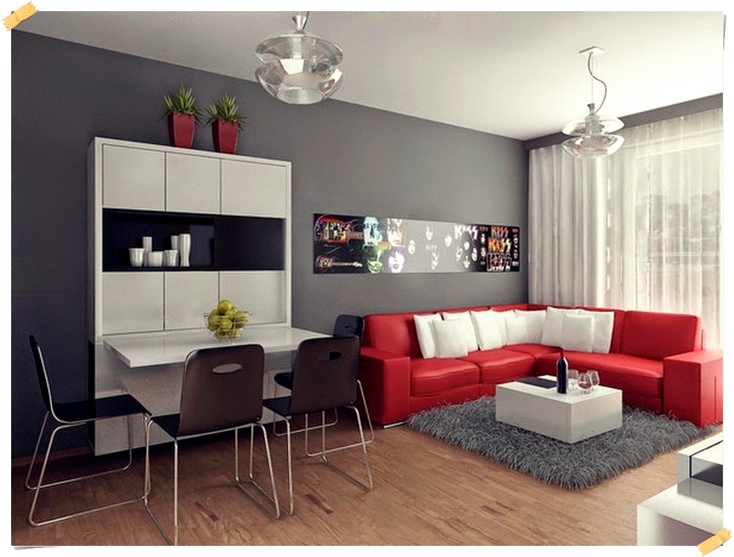 Home Decoration And Interior Design Ideas Small Living Room Design Ideas Taking Grey And Red Interior Scheme