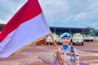 Personel Polda Polresta Banda Aceh Briptu Selly Gabriella peraih penghargaan tertinggi dari Perserikatan Bangsa-Bangsa (PBB) atas tugas misi kemanusiaan di Bangui Republik Afrika Tengah (ANTARA/HO/Humas Polresta Banda Aceh)