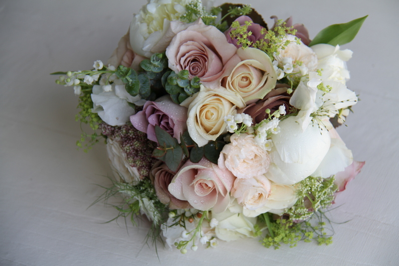 Gorgeous Wedding Bouquet of Sweet Peas White Peonies Quick Sand Amnesia 