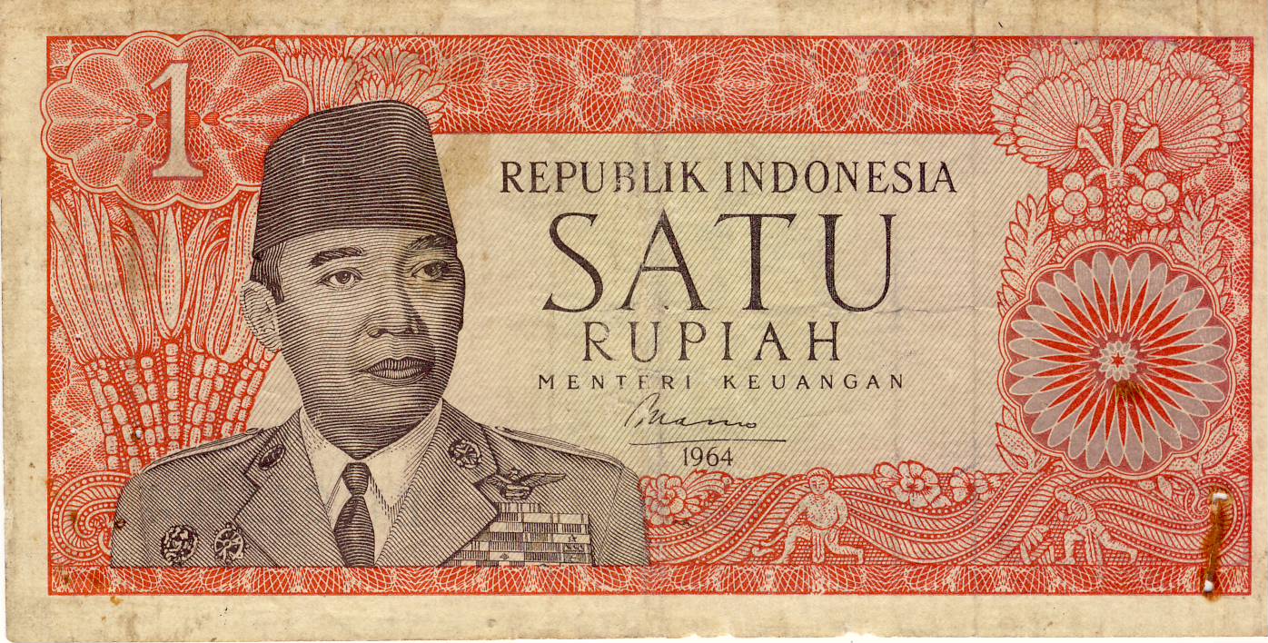 Uang kertas kuno Indonesia nominal Rp. 1, - (satu rupiah 