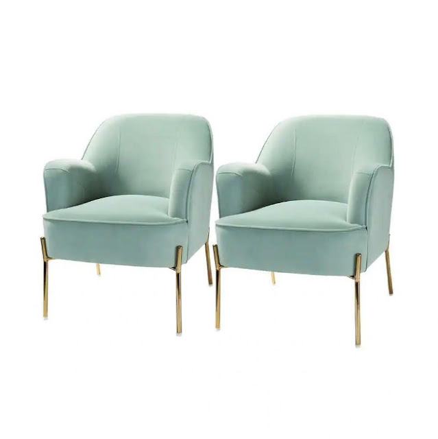 Sage green velvet accent chair